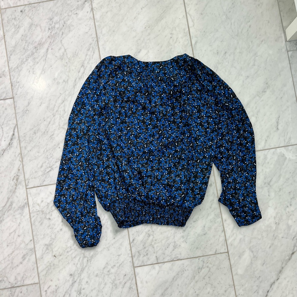 NWT Parker Smock 3/4 Long Sleeve Jasmine Blue Floral Blouse - Picture 2 of 6